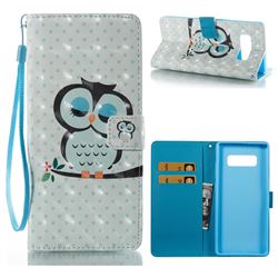 Sweet Owl 3D Painted Leather Wallet Case for Samsung Galaxy Note 8