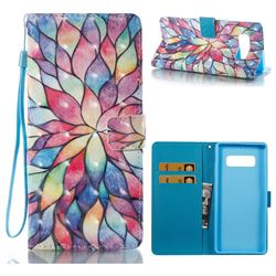 Colorful Lotus 3D Painted Leather Wallet Case for Samsung Galaxy Note 8