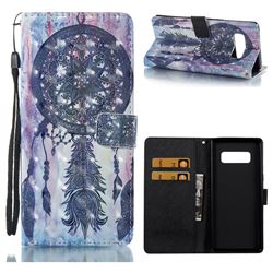 Black Campanula 3D Painted Leather Wallet Case for Samsung Galaxy Note 8
