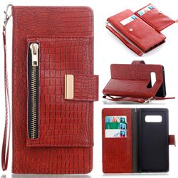 Retro Crocodile Zippers Leather Wallet Case for Samsung Galaxy Note 8 - Purplish Red