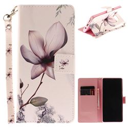 Magnolia Flower Hand Strap Leather Wallet Case for Samsung Galaxy Note 8
