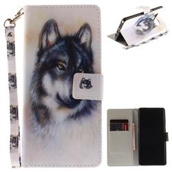 Snow Wolf Hand Strap Leather Wallet Case for Samsung Galaxy Note 8