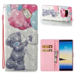 Gray Bear 3D Painted Leather Wallet Case for Samsung Galaxy Note 8