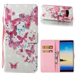 Heart Butterfly 3D Painted Leather Wallet Case for Samsung Galaxy Note 8
