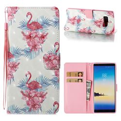 Flamingo and Azaleas 3D Painted Leather Wallet Case for Samsung Galaxy Note 8