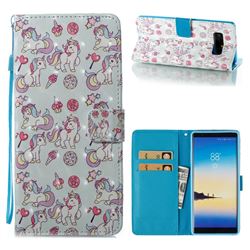Playing Pony 3D Painted Leather Wallet Case for Samsung Galaxy Note 8