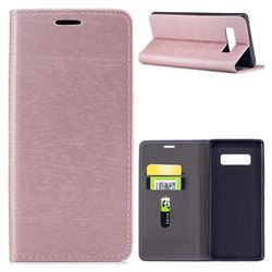 Tree Bark Pattern Automatic suction Leather Wallet Case for Samsung Galaxy Note 8 - Rose Gold