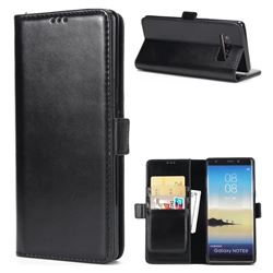 Luxury Crazy Horse PU Leather Wallet Case for Samsung Galaxy Note 8 - Black