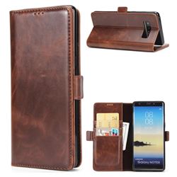 Luxury Crazy Horse PU Leather Wallet Case for Samsung Galaxy Note 8 - Coffee