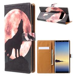 Moon Wolf Leather Wallet Case for Samsung Galaxy Note 8