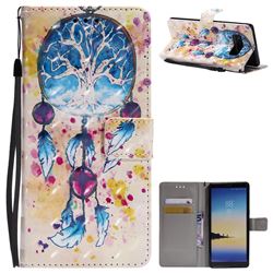 Blue Dream Catcher 3D Painted Leather Wallet Case for Samsung Galaxy Note 8