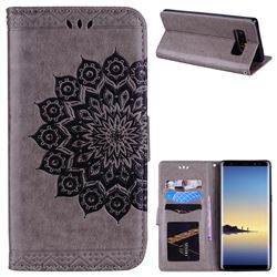 Datura Flowers Flash Powder Leather Wallet Holster Case for Samsung Galaxy Note 8 - Gray