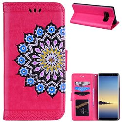 Datura Flowers Flash Powder Leather Wallet Holster Case for Samsung Galaxy Note 8 - Rose