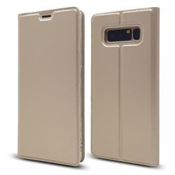 Ultra Slim Card Magnetic Automatic Suction Leather Wallet Case for Samsung Galaxy Note 8 - Champagne