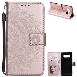 Intricate Embossing Datura Leather Wallet Case for Samsung Galaxy Note 8 - Rose Gold