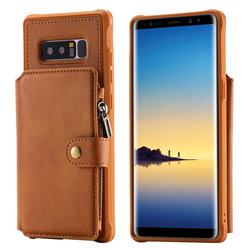 Retro Luxury Multifunction Zipper Leather Phone Back Cover for Samsung Galaxy Note 8 - Brown