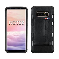 Luxury Shatter-resistant Leather Coated Card Phone Case for Samsung Galaxy Note 8 - Black
