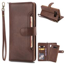 Retro Multi-functional Detachable Leather Wallet Phone Case for Samsung Galaxy Note 8 - Coffee