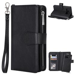 Retro Luxury Multifunction Zipper Leather Phone Wallet for Samsung Galaxy Note 8 - Black