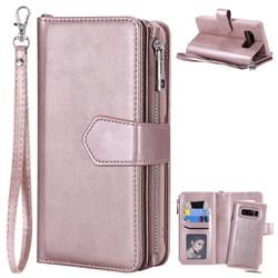 Retro Luxury Multifunction Zipper Leather Phone Wallet for Samsung Galaxy Note 8 - Rose Gold
