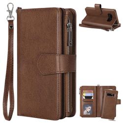Retro Luxury Multifunction Zipper Leather Phone Wallet for Samsung Galaxy Note 8 - Brown