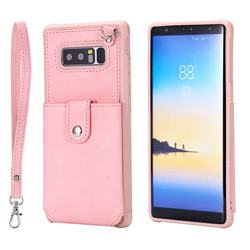 Retro Luxury Anti-fall Mirror Leather Phone Back Cover for Samsung Galaxy Note 8 - Pink