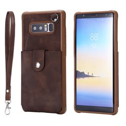 Retro Luxury Anti-fall Mirror Leather Phone Back Cover for Samsung Galaxy Note 8 - Coffee