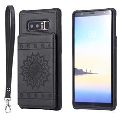 Luxury Embossing Sunflower Multifunction Leather Back Cover for Samsung Galaxy Note 8 - Black