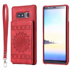 Luxury Embossing Sunflower Multifunction Leather Back Cover for Samsung Galaxy Note 8 - Red