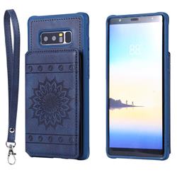 Luxury Embossing Sunflower Multifunction Leather Back Cover for Samsung Galaxy Note 8 - Blue