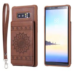 Luxury Embossing Sunflower Multifunction Leather Back Cover for Samsung Galaxy Note 8 - Coffee