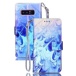 Blue Feather Blue Ray Light PU Leather Wallet Case for Samsung Galaxy Note 8