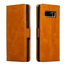Retro Classic Calf Pattern Leather Wallet Phone Case for Samsung Galaxy Note 8 - Yellow