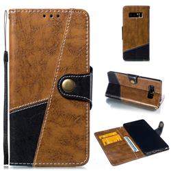 Retro Magnetic Stitching Wallet Flip Cover for Samsung Galaxy Note 8 - Brown