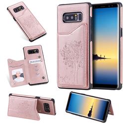 Luxury Tree and Cat Multifunction Magnetic Card Slots Stand Leather Phone Back Cover for Samsung Galaxy Note 8 - Rose Gold