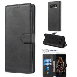 Retro Calf Matte Leather Wallet Phone Case for Samsung Galaxy Note 8 - Black