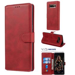 Retro Calf Matte Leather Wallet Phone Case for Samsung Galaxy Note 8 - Red