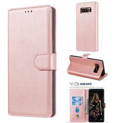 Retro Calf Matte Leather Wallet Phone Case for Samsung Galaxy Note 8 - Pink