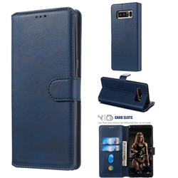 Retro Calf Matte Leather Wallet Phone Case for Samsung Galaxy Note 8 - Blue