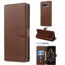 Retro Calf Matte Leather Wallet Phone Case for Samsung Galaxy Note 8 - Brown