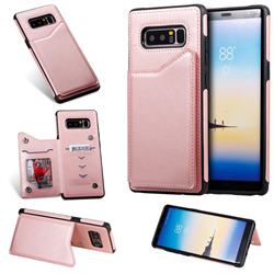 Luxury Multifunction Magnetic Card Slots Stand Calf Leather Phone Back Cover for Samsung Galaxy Note 8 - Rose Gold