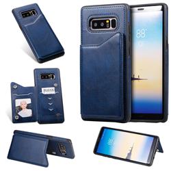 Luxury Multifunction Magnetic Card Slots Stand Calf Leather Phone Back Cover for Samsung Galaxy Note 8 - Blue