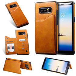 Luxury Multifunction Magnetic Card Slots Stand Calf Leather Phone Back Cover for Samsung Galaxy Note 8 - Brown