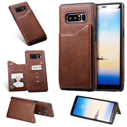Luxury Multifunction Magnetic Card Slots Stand Calf Leather Phone Back Cover for Samsung Galaxy Note 8 - Coffee