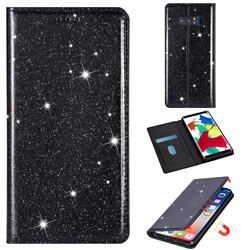 Ultra Slim Glitter Powder Magnetic Automatic Suction Leather Wallet Case for Samsung Galaxy Note 8 - Black
