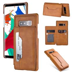 Luxury Magnetic Double Buckle Leather Phone Case for Samsung Galaxy Note 8 - Brown