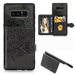 Mandala Flower Cloth Multifunction Stand Card Leather Phone Case for Samsung Galaxy Note 8 - Black