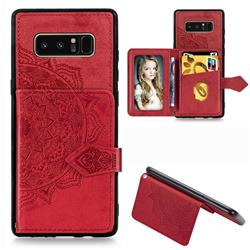 Mandala Flower Cloth Multifunction Stand Card Leather Phone Case for Samsung Galaxy Note 8 - Red