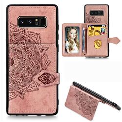 Mandala Flower Cloth Multifunction Stand Card Leather Phone Case for Samsung Galaxy Note 8 - Rose Gold