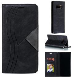 Retro S Streak Magnetic Leather Wallet Phone Case for Samsung Galaxy Note 8 - Black